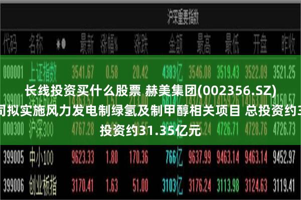 长线投资买什么股票 赫美集团(002356.SZ)控股子公司拟实施风力发电制绿氢及制甲醇相关项目 总投资约31.35亿元