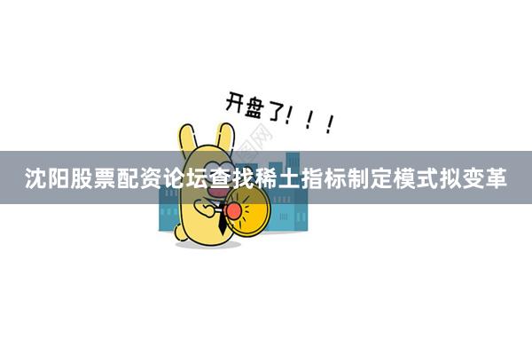 沈阳股票配资论坛查找　　稀土指标制定模式拟变革